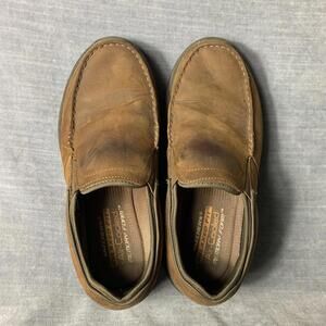 Skechers Relaxed Fit Slip-On Mens Shoes Size 9 Brown Leather Memory Foam